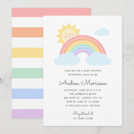 Pastel Rainbow Sunshine Baby Shower Einladung