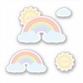 Pastel Rainbow Sunshine Custom-Cut Vinyl Sticker (Vorderseite)