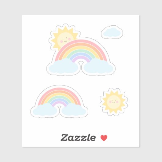 Pastel Rainbow Sunshine Custom-Cut Vinyl Sticker (Blatt)
