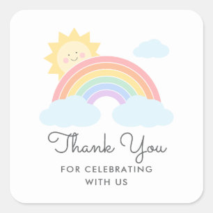 Pastel Rainbow Sunshine Gevor Vielen Dank Quadratischer Aufkleber