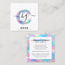 Pastel Rainbow Swash Logo Hair Nails Social Media Quadratische Visitenkarte