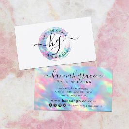 Pastel Rainbow Swash Logo Hair Nails Social Media Visitenkarte