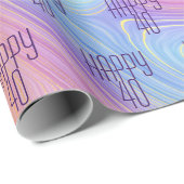 Pastel Rainbow Swirl 40th Birthday Wrapping Paper Geschenkpapier (Rolleneckpunkt)