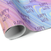 Pastel Rainbow Swirl 60th Birthday Wrapping Paper Geschenkpapier (Rolleneckpunkt)