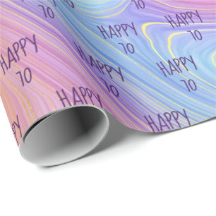 Pastel Rainbow Swirl 70th Birthday Wrapping Paper Geschenkpapier