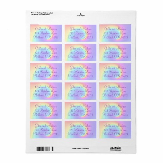 Pastel Rainbow Swirl Adressetiketten (Vorne)