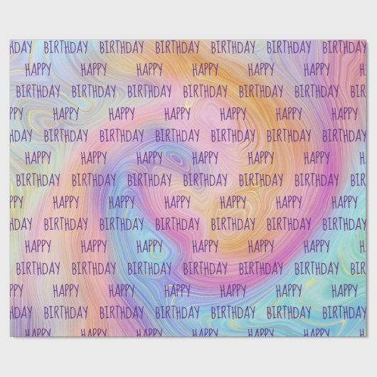 Pastel Rainbow Swirl Geburtstag Geschenkpapier (Flach)