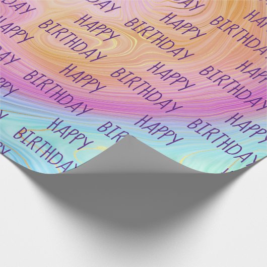 Pastel Rainbow Swirl Geburtstag Geschenkpapier (Ecke)