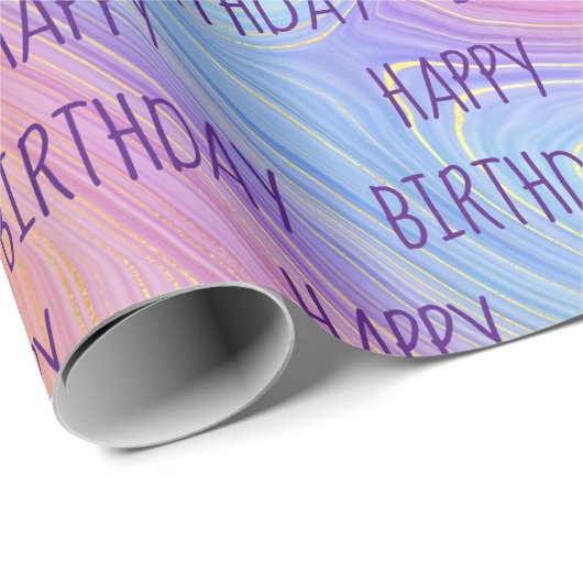 Pastel Rainbow Swirl Geburtstag Geschenkpapier (Rolleneckpunkt)