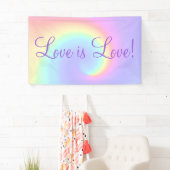 Pastel Rainbow Swirl Lesbian Wedding Banner (Insitu)