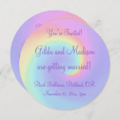 Pastel Rainbow Swirl Lesbian Wedding Einladung (Vorne/Hinten)