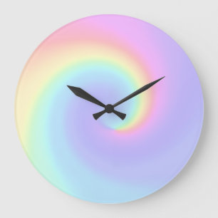 Pastel Rainbow Swirl Lesbian Wedding Große Wanduhr