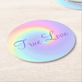 Pastel Rainbow Swirl Lesbian Wedding Runder Pappuntersetzer (Angewinkelt)