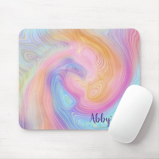 Pastel Rainbow Swirl Mousepad (Mit Mouse)
