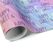 Pastel Rainbow Swirl Sweet 16 Geschenkpapier (Rolleneckpunkt)
