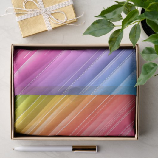 Pastel Rainbow Texturierte Linien Decoupage Seidenpapier (Geschenk)