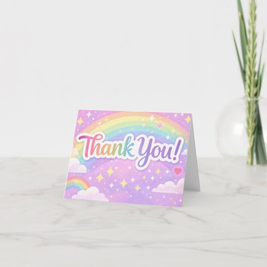 Pastel Rainbow Thank You Card – Cute Appreciation Dankeskarte (Vorderseite)