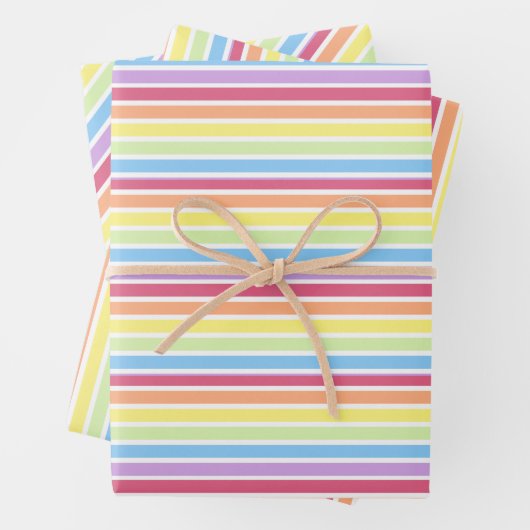 Pastel Rainbow Thin Stripes Geschenkpapier Set (Beispiel)