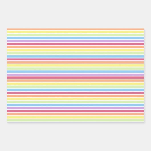 Pastel Rainbow Thin Stripes Geschenkpapier Set (Vorderseite)