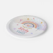 Pastel Rainbow Tie Dye Birthday Pappteller (Schrägansicht)