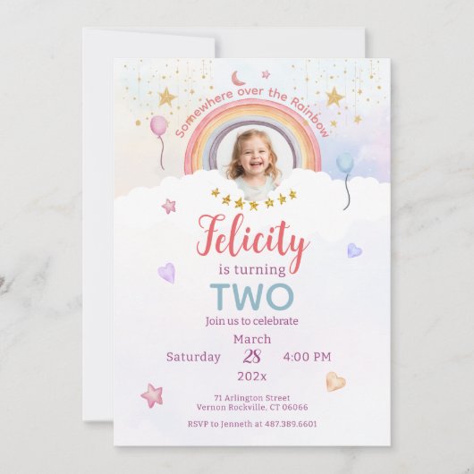 Pastel Rainbow Tie Dye Birthday Photo Einladung (Vorderseite)