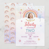 Pastel Rainbow Tie Dye Birthday Photo Einladung (Vorne/Hinten)