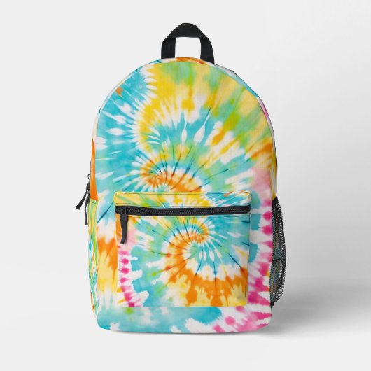 Pastel Rainbow Tie Dye Spiral Pattern Bedruckter Rucksack (Vorderseite)