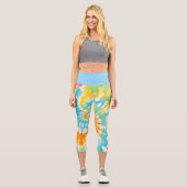 Pastel Rainbow Tie Dye Spiral Pattern Capri Leggings (Vorderseite)