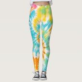 Pastel Rainbow Tie Dye Spiral Pattern Leggings (Vorderseite)