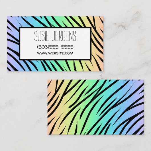 Pastel Rainbow Tiger Print benutzerdefinierbar Visitenkarte (Vorne/Hinten)