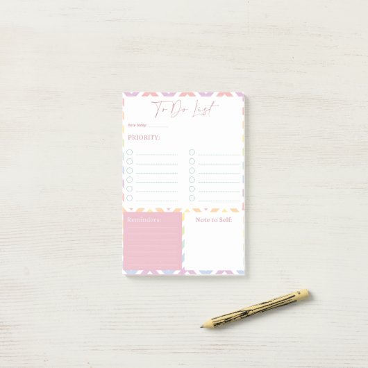 Pastel Rainbow to-Do List Planner Post-it Klebezettel (Auf Schreibtisch)