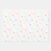 Pastel Rainbow Tossed Teddy Bears mit Herz Geschenkpapier Set (Vorderseite)