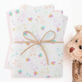 Pastel Rainbow Tossed Teddy Bears mit Herz Geschenkpapier Set