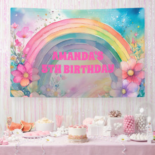 Pastel Rainbow und Blume Retro Birthday Banner