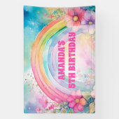 Pastel Rainbow und Blume Retro Birthday Banner (Vertikal)