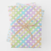 Pastel Rainbow und Gingham Kariert Geschenkpapier Set (Beispiel)