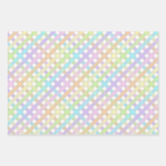 Pastel Rainbow und Gingham Kariert Geschenkpapier Set (Vorderseite)