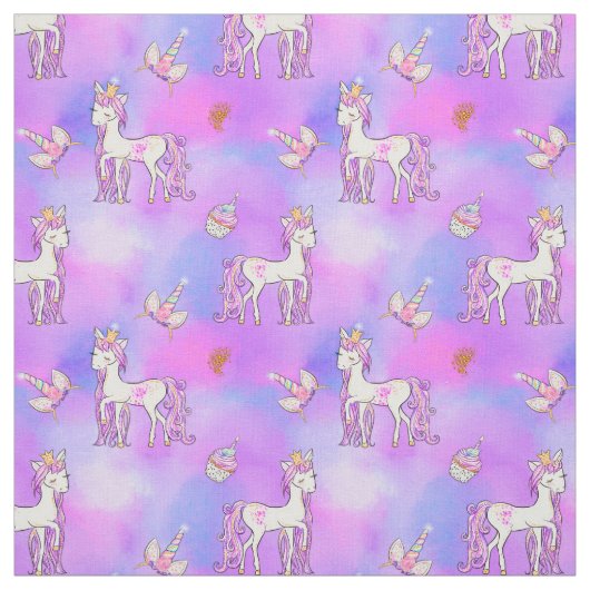 Pastel Rainbow und Hübsche Einhörner Stoff (Muster)