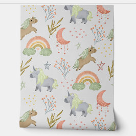 Pastel Rainbow Unicorn Baby Kinderzimmer Tapete