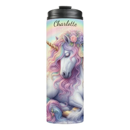 Pastel Rainbow Unicorn Dreamland Serenity Thermosbecher (Vorderseite)
