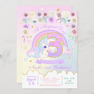 Pastel Rainbow Unicorn Einladung