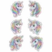 Pastel Rainbow Unicorn Faces Vinyl Sticker (Vorderseite)