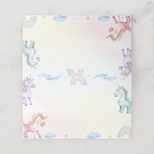 Pastel Rainbow Unicorn Food Zelt Platzkarte (Außenseite Aufgefaltet)