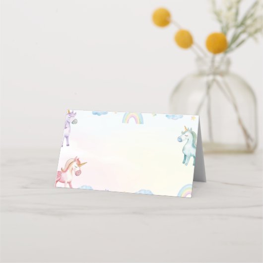Pastel Rainbow Unicorn Food Zelt Platzkarte (Rückseite)
