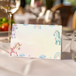 Pastel Rainbow Unicorn Food Zelt Platzkarte