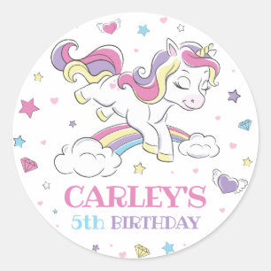 Pastel Rainbow Unicorn Geburtstagsparty, jedes Alt Runder Aufkleber