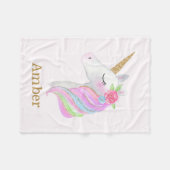 Pastel Rainbow Unicorn Girls Personalisierter Name Fleecedecke (Vorderseite (Horizontal))