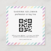 Pastel Rainbow Unicorn Green Stripes QR CODE Quadratische Visitenkarte (Rückseite)