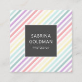 Pastel Rainbow Unicorn Green Stripes QR CODE Quadratische Visitenkarte (Vorderseite)