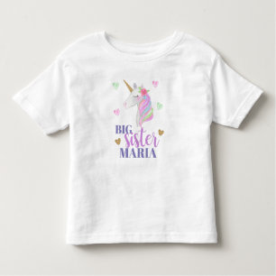 Pastel Rainbow Unicorn & Hearts Big Sister Kleinkind T-shirt